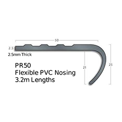 Gradus Pvc Nosings - Pr50 Black 3.2m