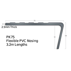 Gradus Pvc Nosings - Pk75 Black 3.2m